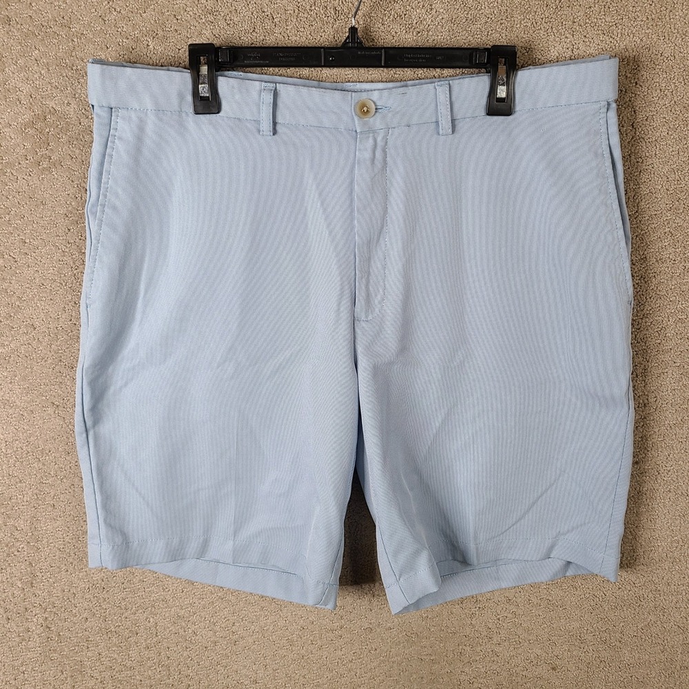 Haggar Cool‎ 18 Pro Shorts Mens 38 Blue Golf Chino Flat Front Polyester